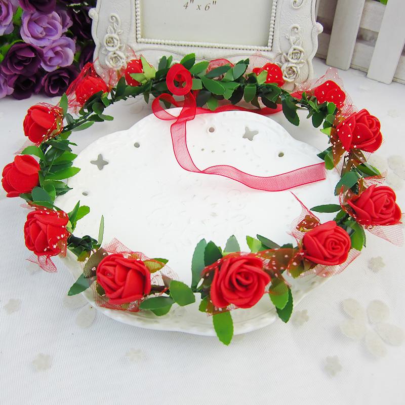 Розы Цветы Корона Головная Повязка Венок Девушки Головная Повязка Цветы Для Вечеринки Свадьбы Свадебный Декор Повязка На Голову Головной Убор Выпускной Головной Убор