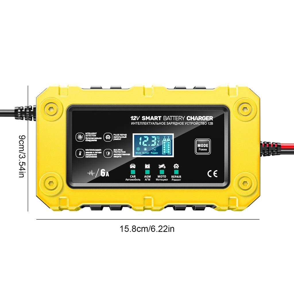 6A 12V Автомобильное зарядное устройство для аккумулятора, Поддерживающее зарядное устройство для Автомобилей, Мотоциклов, Свинцово-кислотных, AGM, GEL аккумуляторов