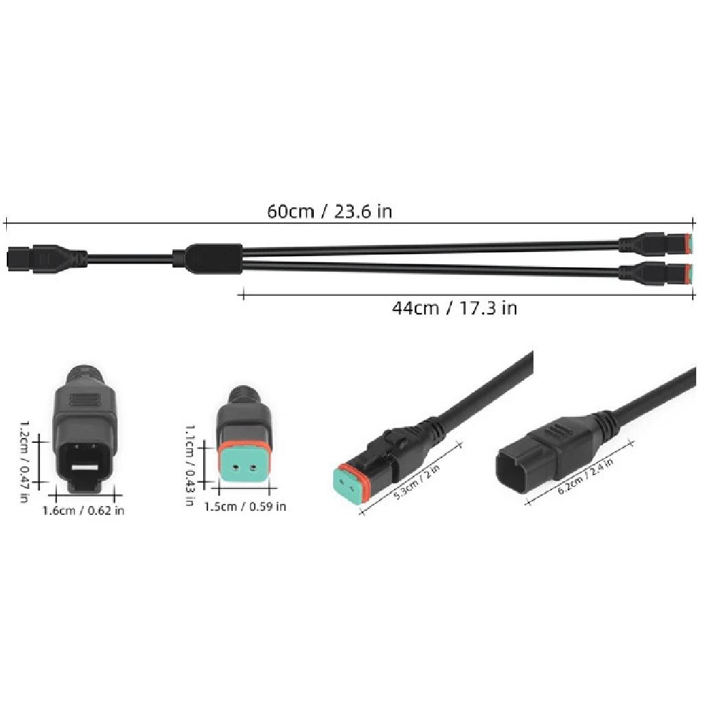 2 in 1 2ft Universal Splitters Deutsch DT Adapters Wiring Harness Extension Kit, 2Pin Plug and Play Connector for LED Work Light