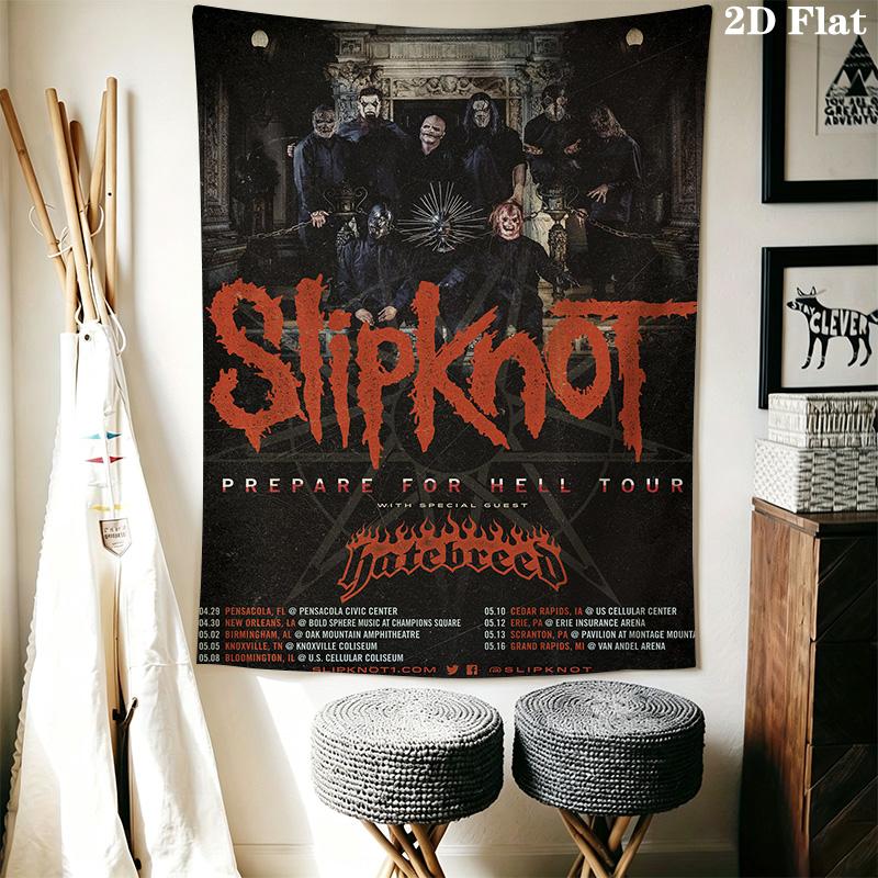 Slipknot Prepare Hell Tour Tapestry Tapestry Fashion Print Wallmounted Background Wall Hanging Cloth Wall Covering Decoration Christmas Gift