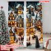 2 шт. 2D плоская печать Рождественские шторы Винтажная деревня Универсальная ткань без электричества Праздничный декор для стен Использовать для помещений