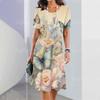 New Women's Dresses Floral 3D Printed Summer Luxury Midi Dresses Feamle Short Sleeve Dress Fashion Oversized Clothes