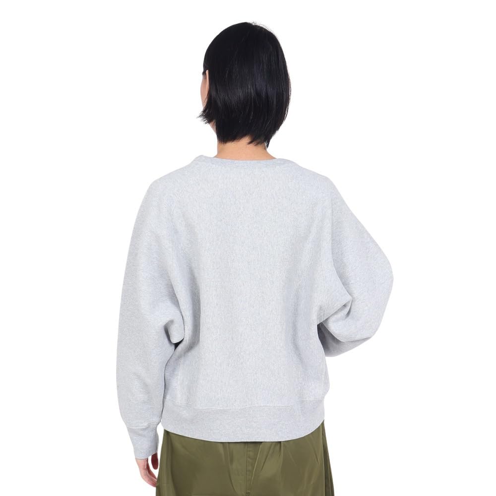 Свитшот с длинным рукавом и круглым вырезом COTTON USA Логотип в одной точке Свитшот с обратным круглым вырезом Повседневный серебристо-серый [Champion] 11,5 унций Плетение(р) Женские CW-Y003