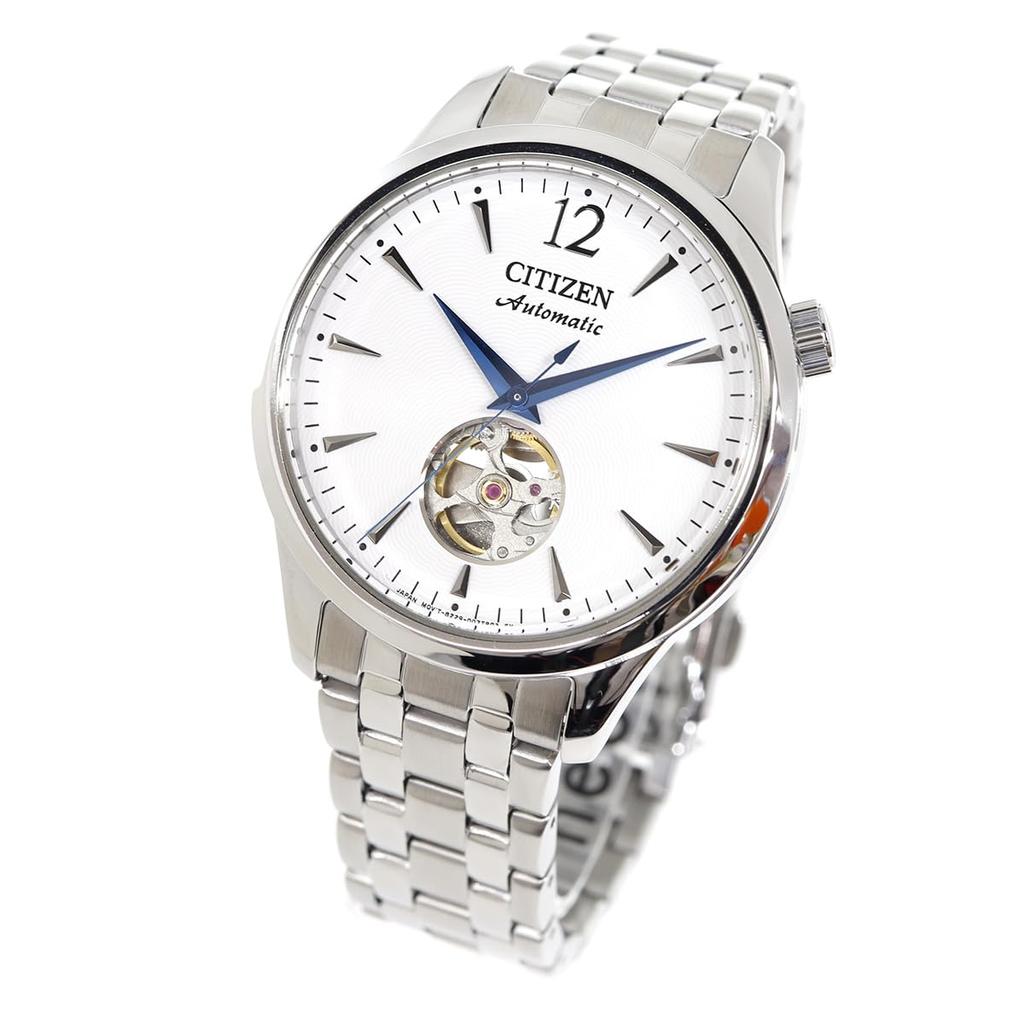 Citizen Automatic Open Heart Silver NH9131-73A Men's Watch, Design, See-Through Back, Waterproof, White,