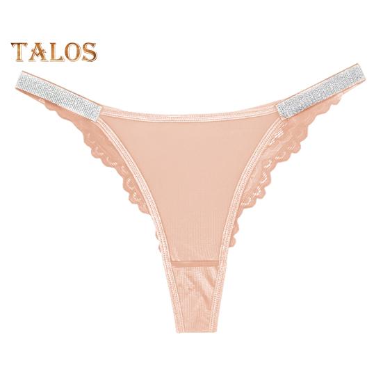 Women Panties Shiny Sequin Low Waist Hollow Out Lace Contrast Color Flower Embroidery Good Breathability Lady Underpants Female Daily Briefs