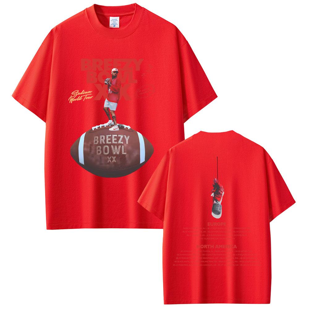 Hot Sale Rapper Chris Brown Breezy Bowl XX Tour Tshirt Unisex Fashion Rap Pop Music T Shirt Unisex Women Hip Hop Retro Tshirts