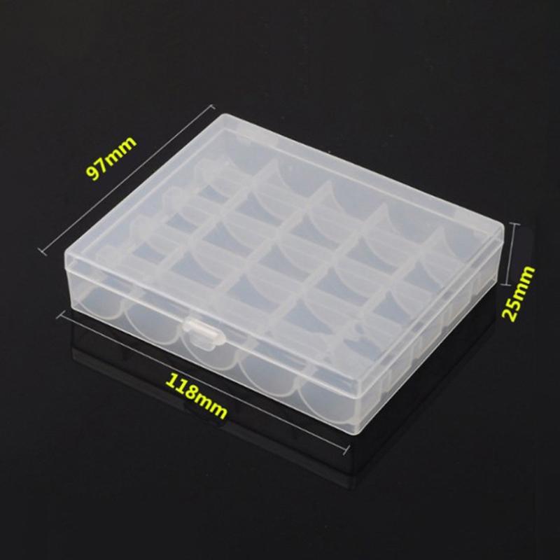 25 Spools Empty Bobbins Sewing Machine Bobbin Case Organizer Storage Plastic Box