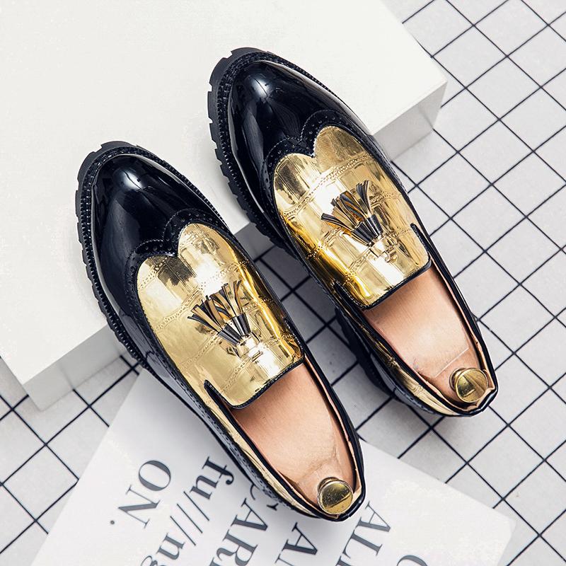 Роскошные брендовые золотистые мокасины с кисточками, мужская дизайнерская обувь на толстой подошве, мужская обувь для торжественных свадебных торжеств, мужская повседневная модельная обувь