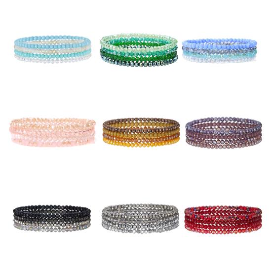 4Pcs/Set Beach Bracelet Fine Workmanship Non-Fading Stacked Bracelet Faux Crystal Versatile Bracelet for Daily Wear