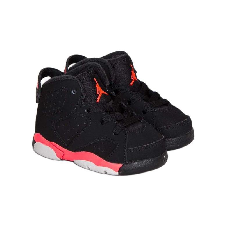 Jordan Air Jordan 6 Comfortable And Lightweight Slip Resistant Abrasion Resistant Mid top Toddler Shoes Black Pink 384667-023