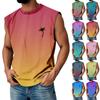 Мужская летняя майка без рукавов с принтом, круглым вырезом и градиентом, спортивная, в стиле кэжуал