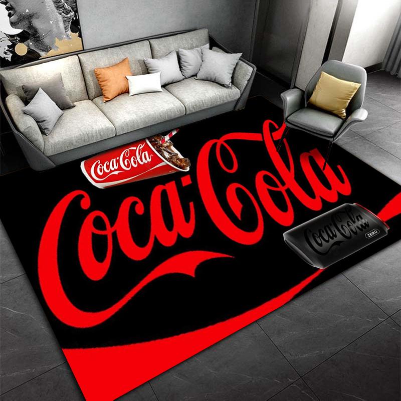 "Ковер с логотипом Coca Cola (красно-черный) для декора гостиной" Подходит для использования в качестве противоскользящего коврика для гостиной, спальни, диванов