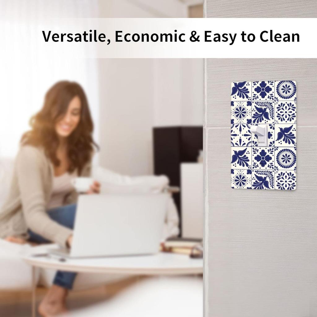 Mexican Talavera Tile Light Switch Cover 1-Gang,Single Toggle Decorative Switch Wall Plate Cover Faceplate,4.50" X 2.76"inch