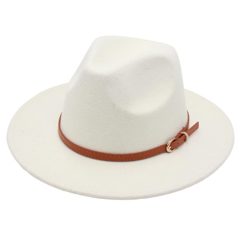 Пряжка для ремня Ностальгическая модель цилиндра Джазовая шляпа Мужская и женская Темпераментная фетровая шляпа Элегантная шерстяная шляпа