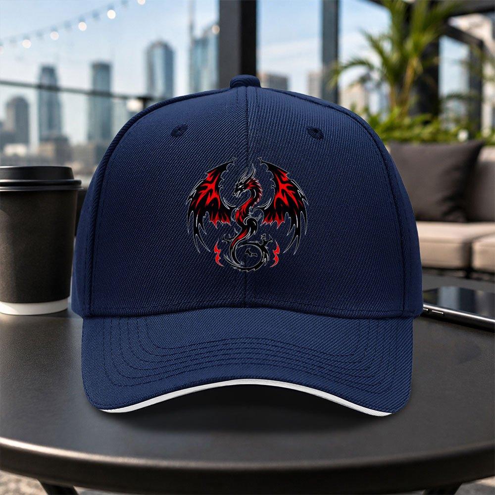 Red Black Dragon Totem Baseball Cap Unisex Adjustable Duckbill Cap Casual Lightweight Outdoor Hat Multiple Colors