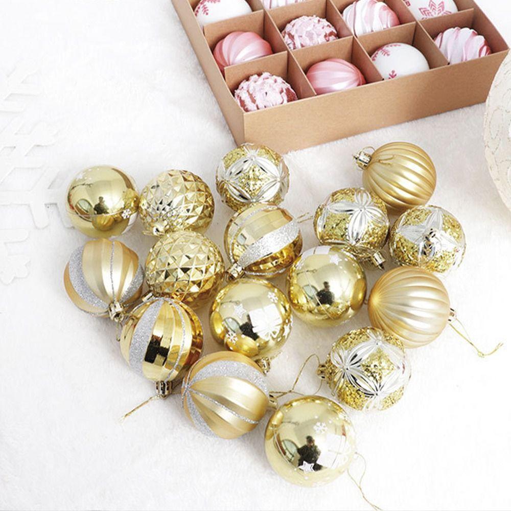 16pcs Shatterproof Painted Christmas Balls Set Plastic Xmas Tree Pendants  Holiday Party Ornament
