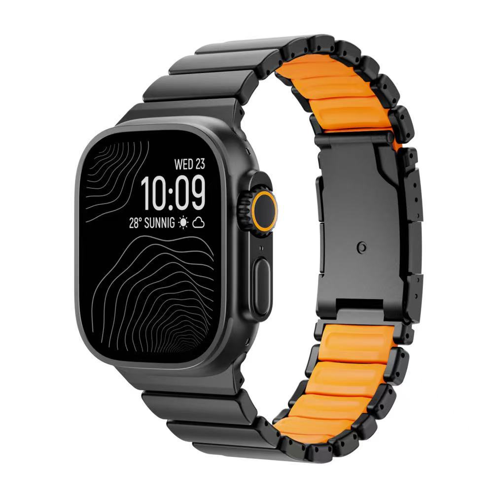 Титановый силиконовый магнитный ремешок для Apple Watch Ultra 3/2 49 мм Серии 11 10 46 мм Металлический ремешок для Iwatch 9 8 7 45 мм 6 SE 5 44 мм
