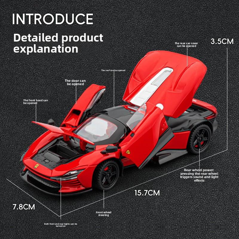 1:32 Convertible Version SP3 Alloy Sports Car Model Ornament Sound and Light Pull Back Children's Toy Car