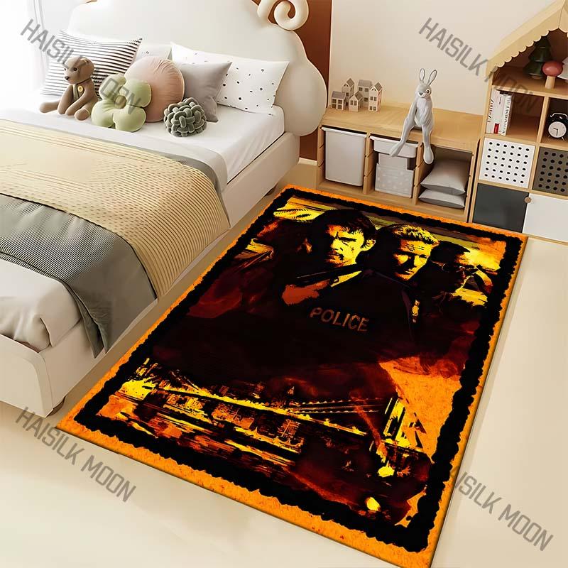 1PC Police and bridge background poster Carpet for Living Room Bedroom Sofa Home Decor Rus Non-slip Floor Mat Luxury Gift