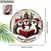 Christmas Decoration Sign,indoor Hanging decorations,2D Flat Wooden Products with The Pattern Is Three Penguins Wearing Christmas hats,Christmas Gift