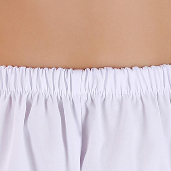 Летние брюки для медсестры со средней посадкой и эластичной резинкой на талии, широкие длинные брюки, однотонные женские рабочие брюки с карманами