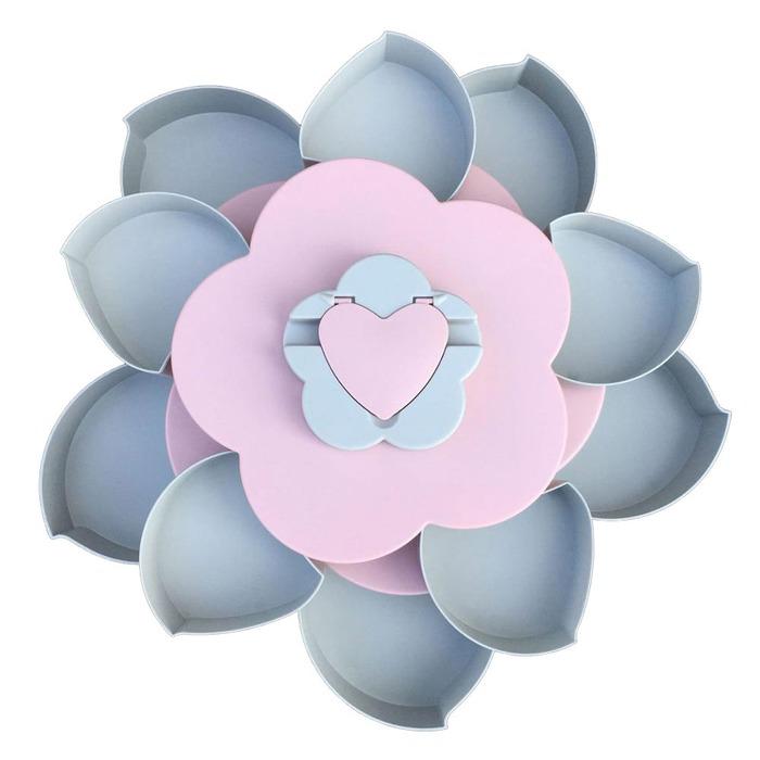 Petal-Shape Rotating Candy Box Snack Nut Box Flower Candy Fruit Plate Food Storage Case Two-deck Dried Fruit Storage Organizer