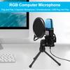 Classic Net Red Condenser Wheat RGB Seven Color Luminous Microphone with Shockproof USB Computer Video Game Microphone