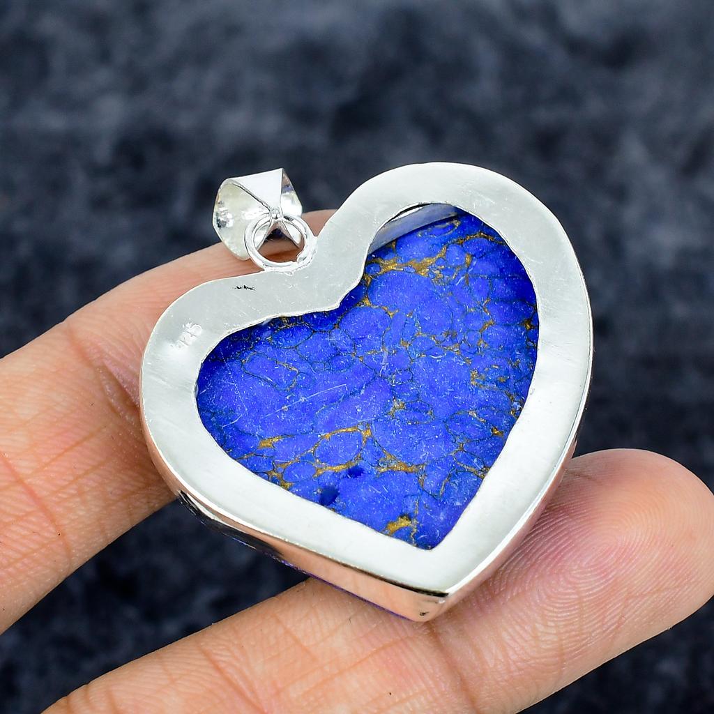 Copper Purple Turquoise Gemstone 925 Sterling Silver Jewelry Pendant 1.85" M-3339