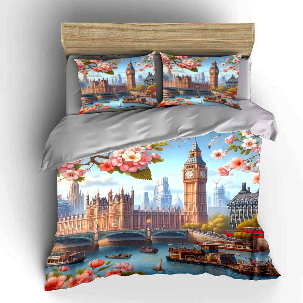 Blossoms meet London allure. Bedding sets Duvet covers Pillowcases(1* Duvet Cover 2* Pillowcases without duvet insert)
