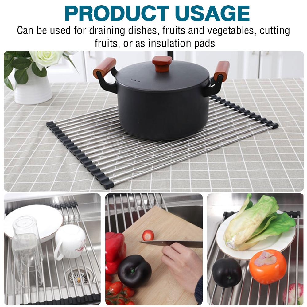 Foldable Dish Drainer Roll Up Dish Drying Rack Dish Drainer Shelf Organizer Tableware Plate Storage Rack Kitchen Accessories