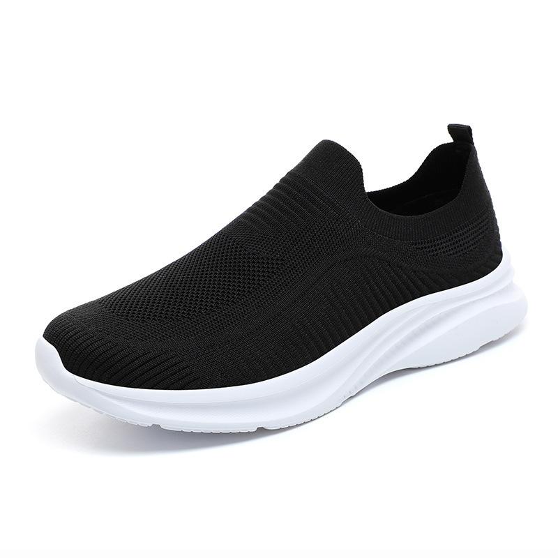 Summer Men's Shoes Platform Fly-woven Mesh Shoes Large Size Casual Sports Shoes One-pedal Socks Shoes