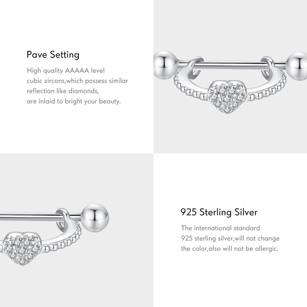 MODIAN 925 Sterling Silver Simple Hearts Original Design Hoop Earrings Trendy Beads Screw Clip Ears For Women Fine Jewelry Gift