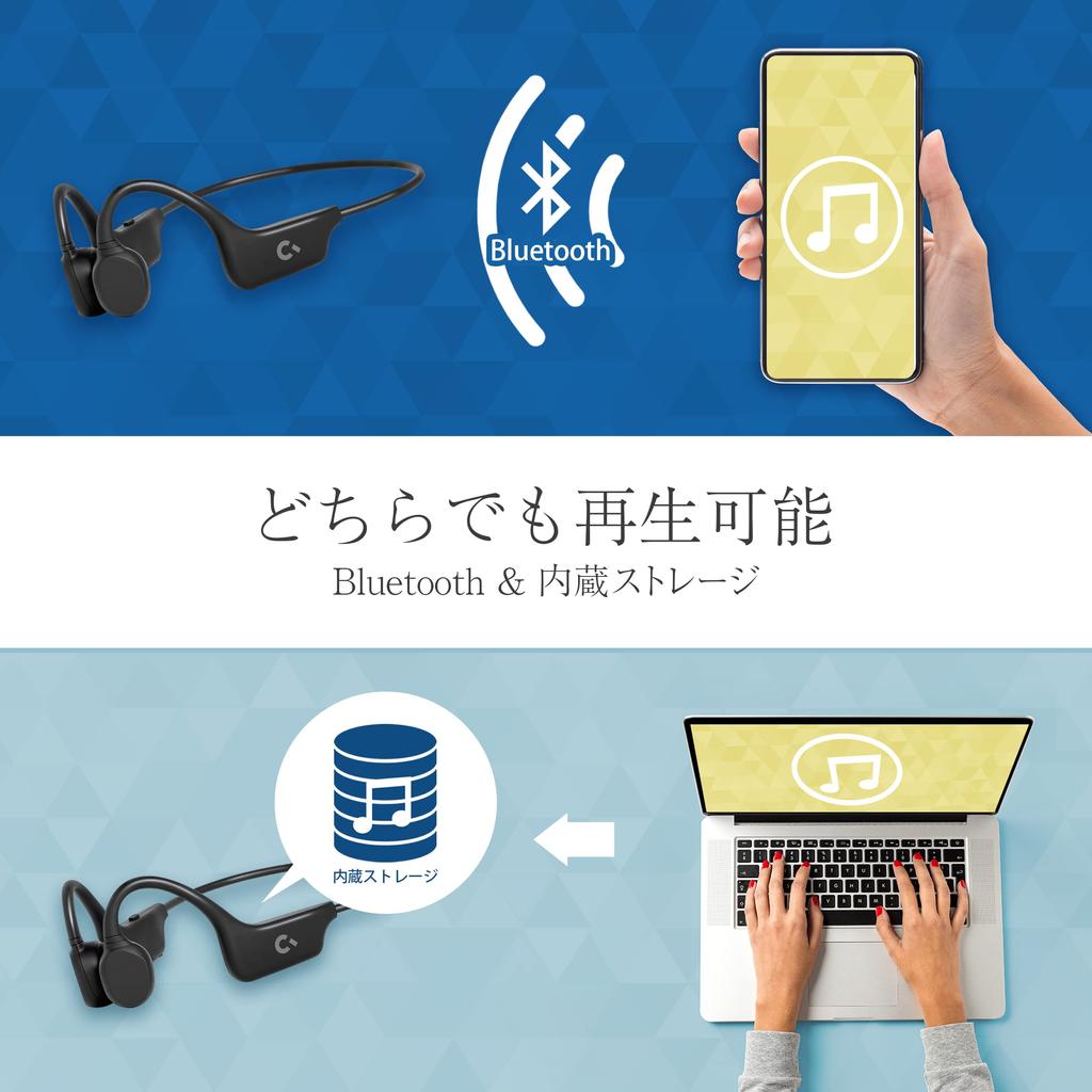 CROWD AUDIO Наушники с костной проводимостью и памятью 4 ГБ. 12 часов непрерывного воспроизведения. Bluetooth-наушники. Быстрая зарядка. Память микрофона. Водонепроницаемость.