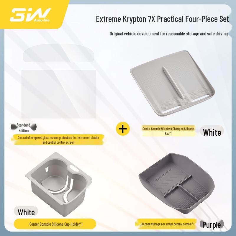 Силиконовая противоскользящая защитная накладка на центральную консоль Zeekr 7X с поддержкой беспроводной зарядки