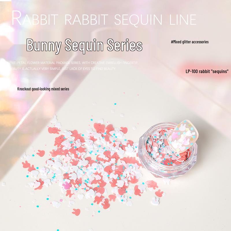 Nail Art Mixed Glitter Sequins: Rabbit, Heart, Starburst & Fairy Designs