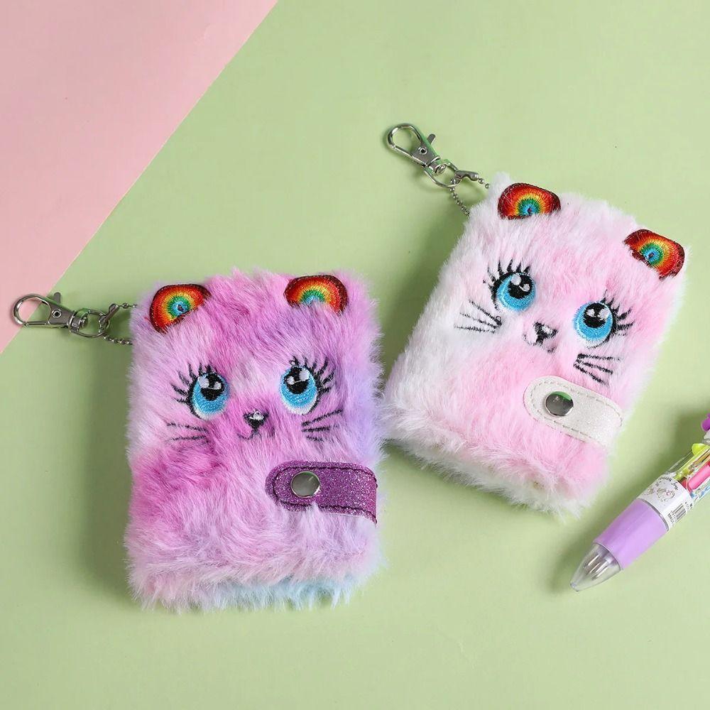 Kawaii Tiny Sketchbook Cat Face Keyring Notepad Notebook with Keychain Stationery Gift