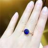Фиолетовое Золото Женское Кольцо с Синим Камнем Покрытие Розовым Золотом 14K Премиальное Модное Кольцо