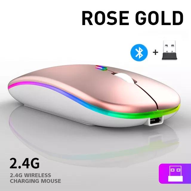 Перезаряжаемая беспроводная мышь Bluetooth с частотой 2,4 ГГц, USB RGB, 1600 точек на дюйм, мышь для компьютера, ноутбука, планшета, Macbook, игровая мышь, геймер