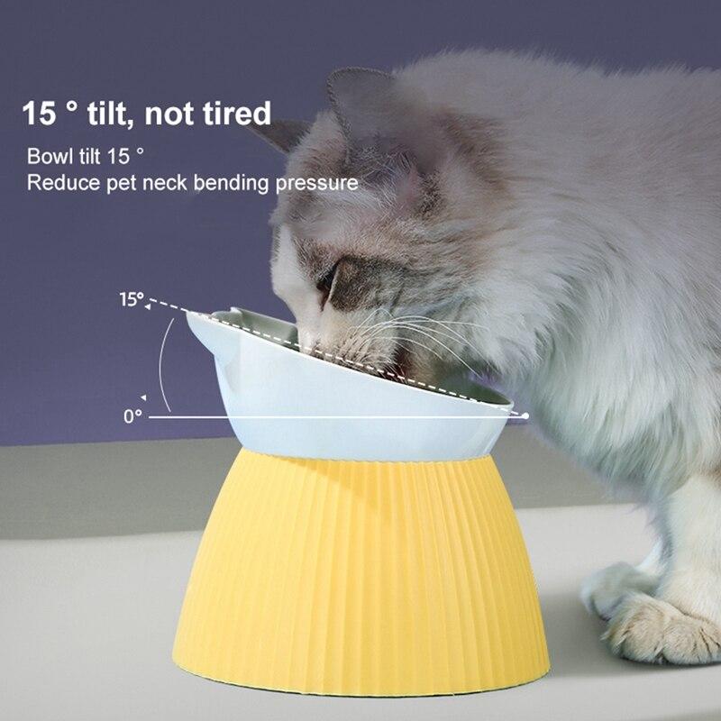 Non-slip Cat Bowl High Foot Dog Bowl 15° Neck Protector Cat Pet Food Water Bowl Pet Feeding Cup Pet Feeder Bowl
