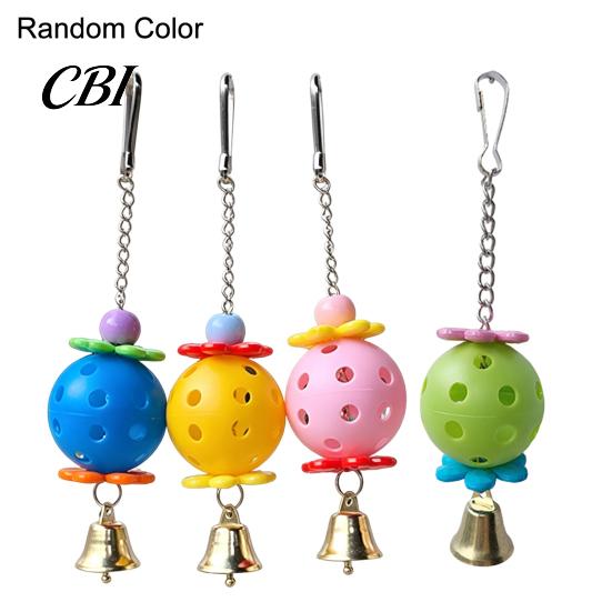 Hanging Bird Toy Parrot Foraging Ball Toy, Plastic Hollow with Bell, Cage Enrichment for Lovebird Budgie Cockatiel Conure