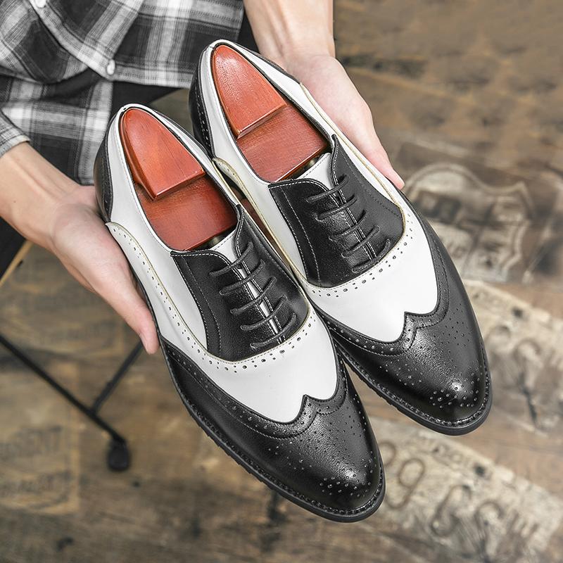 Mens British Brogues Leather Shoes Luxury Brand Men Business Dress Shoes Casual Social Shoe Male Wedding Footwear Zapatos Hombre