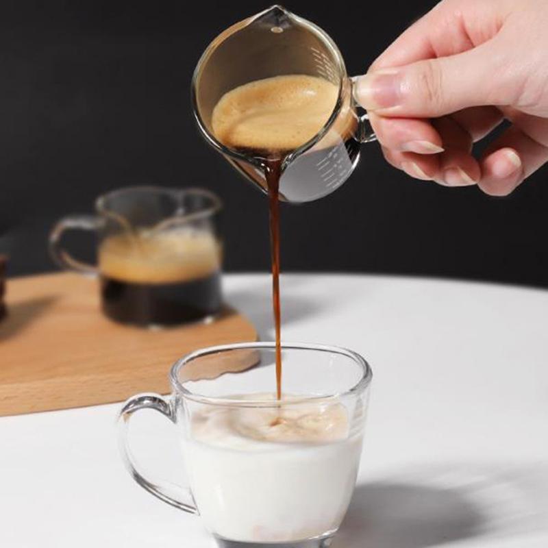 1 шт. 70/75 мл эспрессо стопка стакан двойной носик стеклянный мерный стакан термостойкая ручка прозрачная шкала вино молоко кофе мерный кувшин