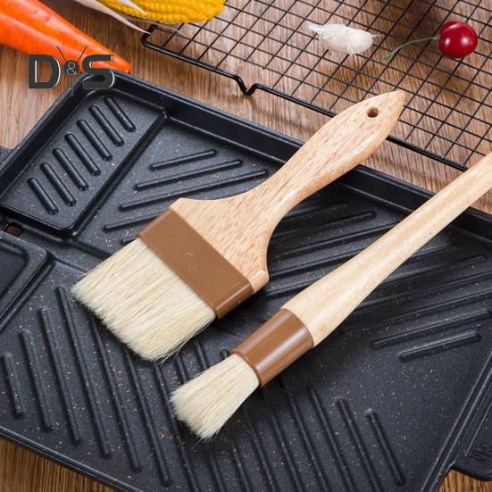 Пищевая деревянная ручка, щетка для барбекю, устойчивая к высоким температурам щетина, устойчивая к масляному покрытию, щетка для гриля, инструмент для выпечки