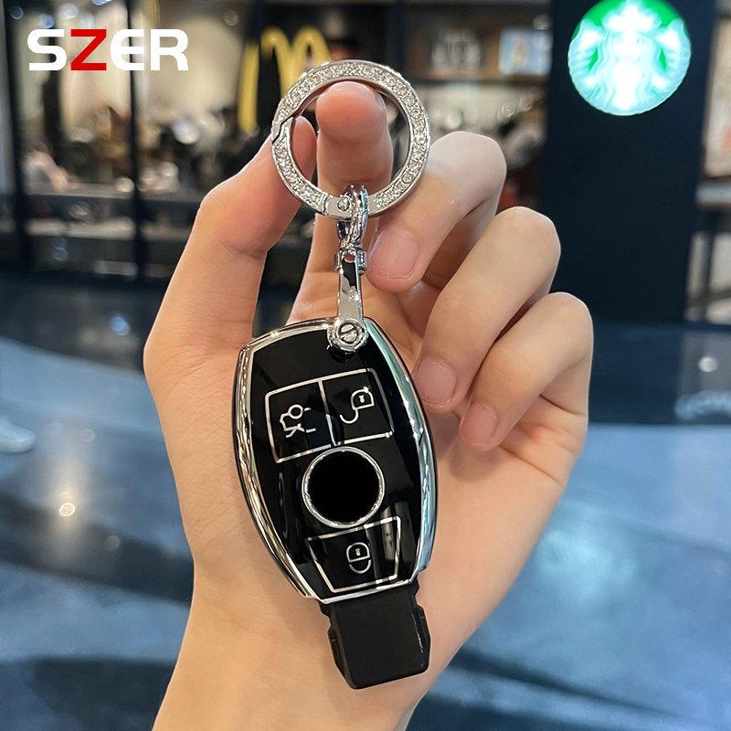 EKR2  TPU Car Key Case Cover Shell Accessories for Mercedes Benz A B C E GL S GLA GLK CLS Class AMG W204 W205 W212 W463 W176 Keychain