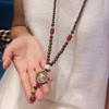 BLINGBAY Women's Pendant Necklace Nepalese Handmade Original Pendant Wooden Bead Necklace Buddhist Beads Retro Literary Necklace Sweater Chain