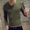 Vogue T-shirt Fashion Slim Fit New Men Tops Long Sleeve V-Neck Pullover Blouse Casual