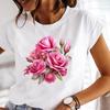 (Азиатский размер) Одежда женская тенденция цветок сладкий тренд 90-х повседневная женская футболка короткий рукав футболка модный принт женская женская графическая футболка