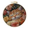 1 Set Cat Embroidery Kit Embroidery Frame with Patterns Fabric Material Package Scissors Seam Remover DIY Craft Kits Decoration