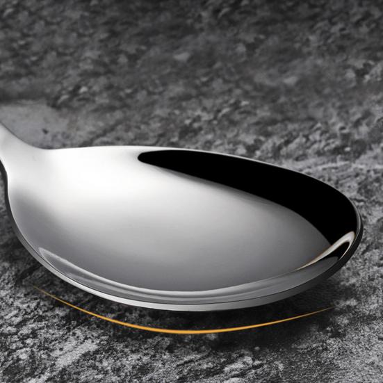 Ложка для супа из нержавеющей стали Прочные нержавеющие десертные столовые ложки Удобная ручка Ложки с круглыми краями для кухни Ресторан Банкет Пикник