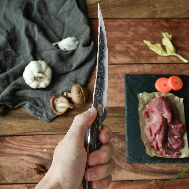Профессиональные кухонные ножи для обвалки мяса, деревянная ручка, нержавеющая сталь, рыболовный нож, нескользящая ручка, нож для нарезки мяса и рыбы